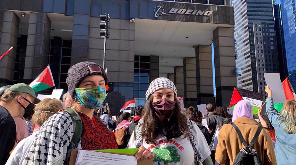 Pro-Palestine activists protest Boeing’s planned arms sale to Israel