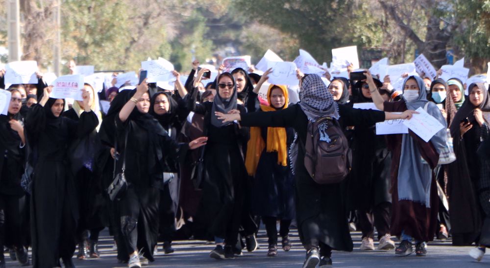 Afghan women students rally in Herat after bloody classroom attack