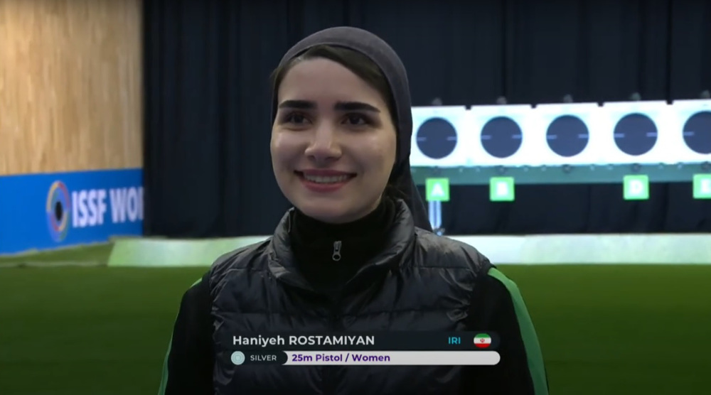 Iranian female sports shooter claims silver in ISSF World Cup Baku 2023
