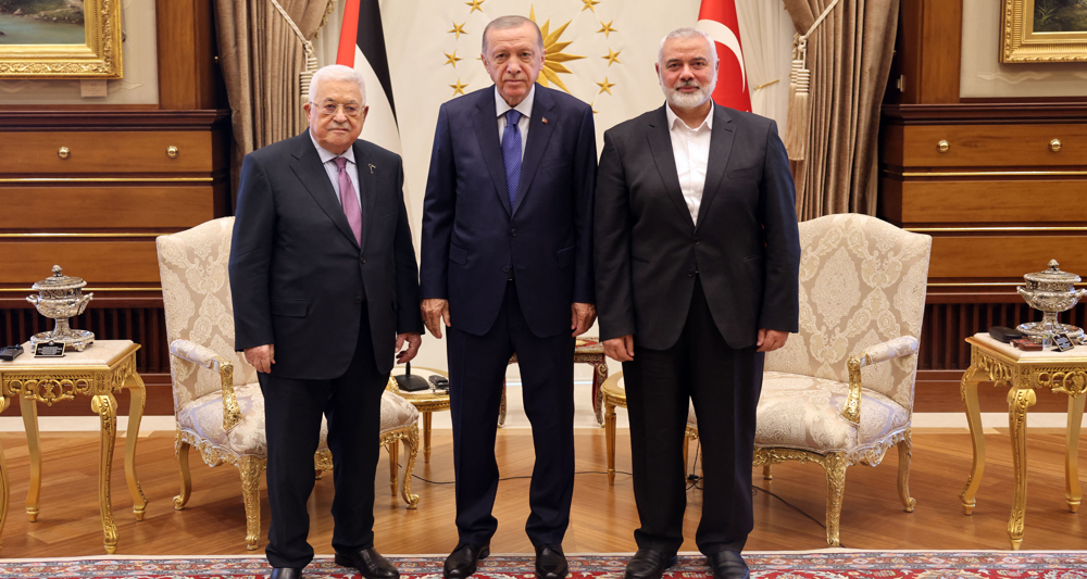 Erdogan holds talks with Palestinian president, Hamas leader in Ankara