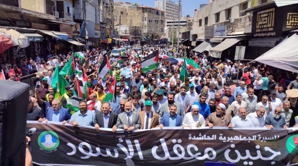 Jordanians hold huge rally to hail Palestinian resistance against Israel’s Jenin raid