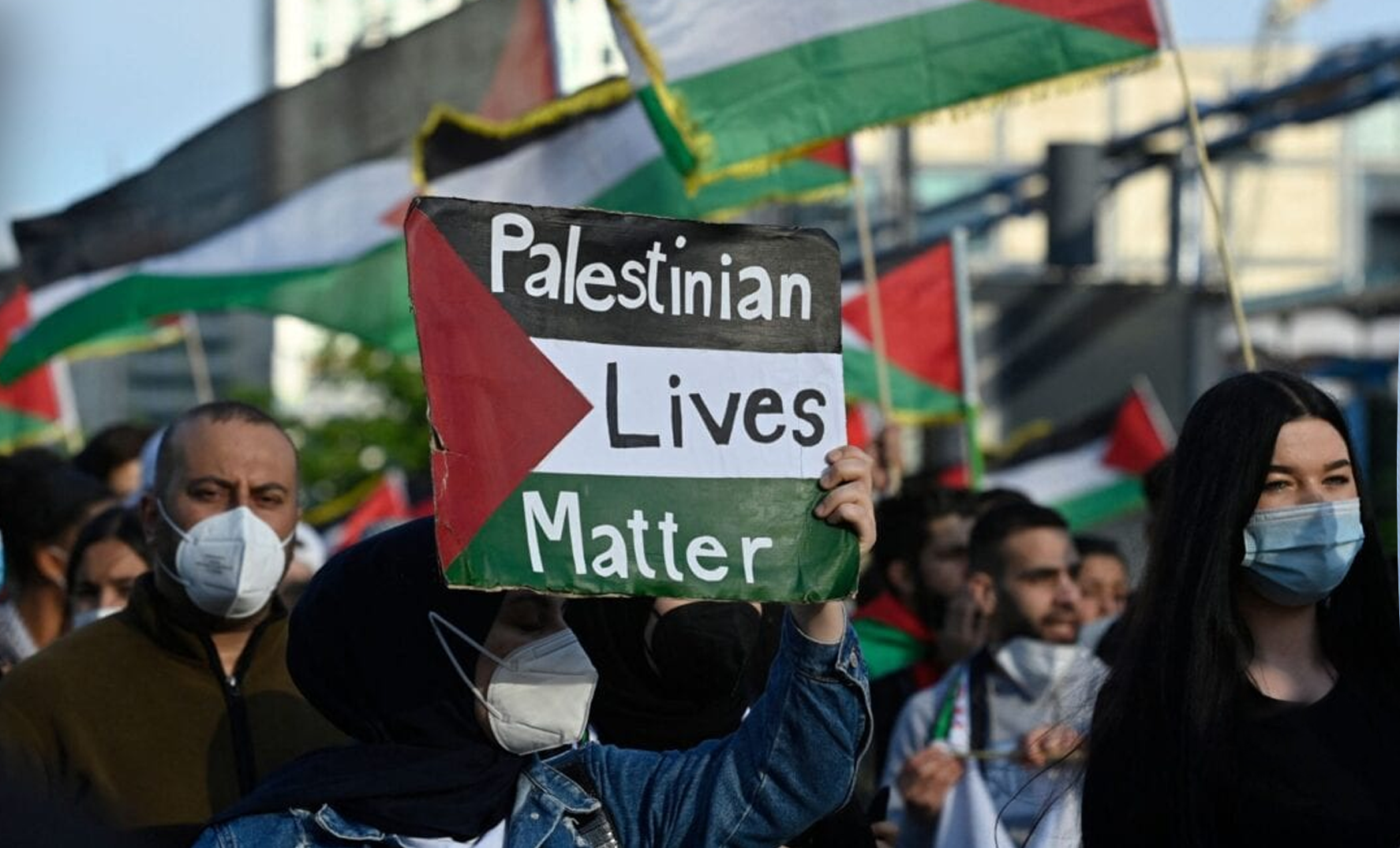 Demonstrators march in Berlin in solidarity with Gazans