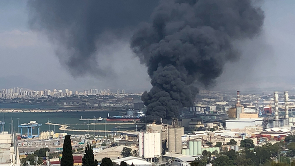 Fire rages in Haifa Port 