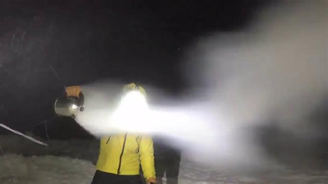 Watch: Boiling water turns to snow