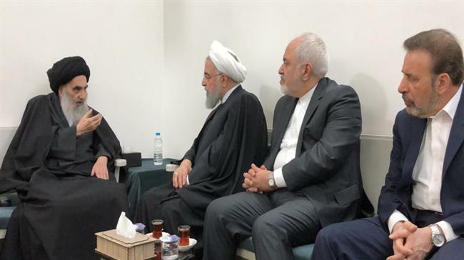 Rouhani meets with Iraq’s top Shia cleric Ayat. Sistani
