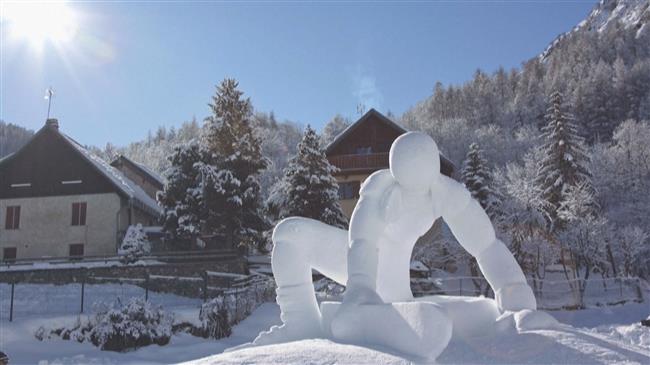 'Snow sculpture' competition held in French Alps amid pandemic