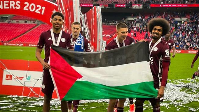 Leicester City’s duo hold up Palestine flag after FA Cup victory
