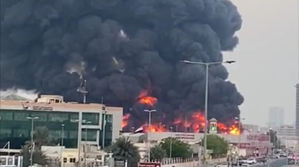 Huge fire hits closed market in UAE's Ajman
