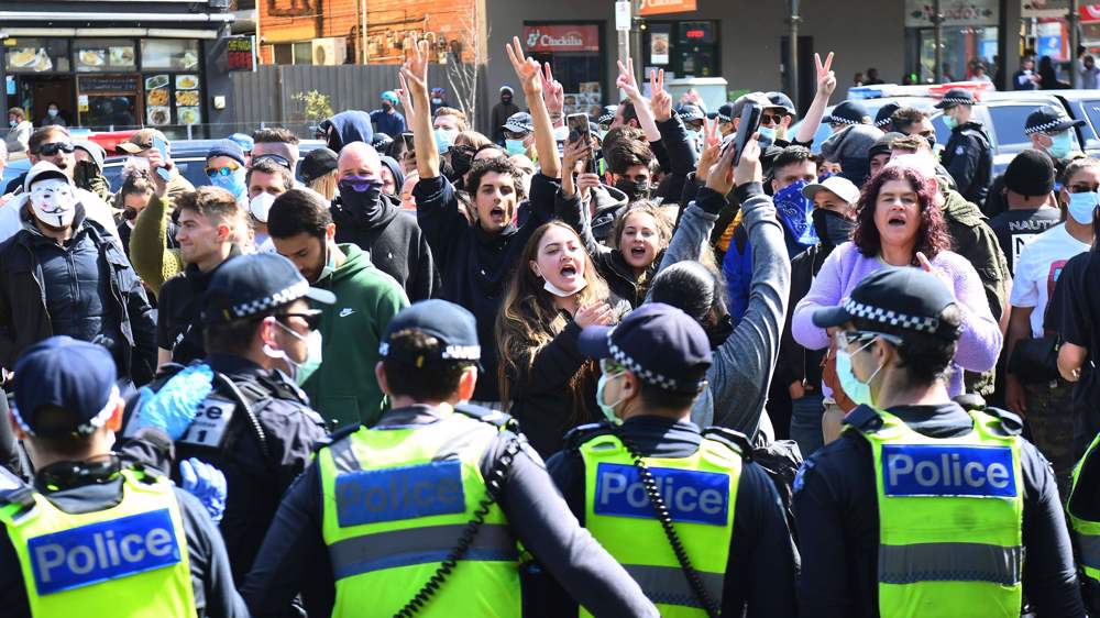 Dozens arrested at Australia coronavirus anti-lockdown protest