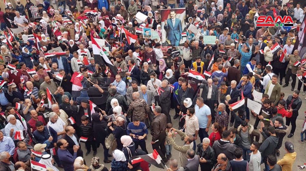 Syrians rally to condemn Turkey's occupation, crimes in Aleppo