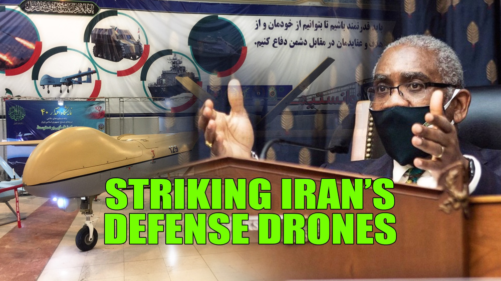 Attempting to stifle Iranian drones, while US ones killing civilians