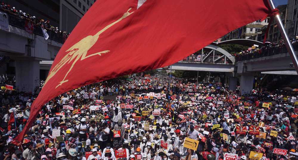People stage big show of opposition to coup in Myanmar