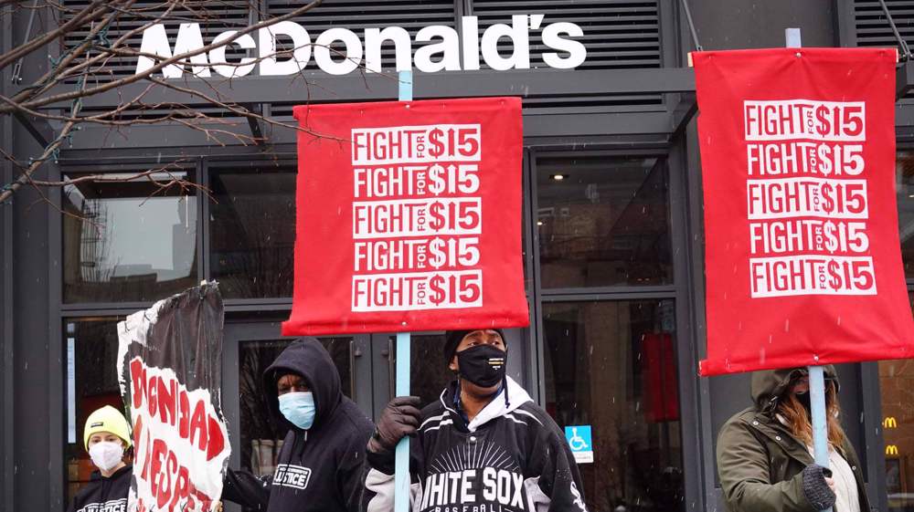 US workers go on strike to demand $15-an-hour minimum wage