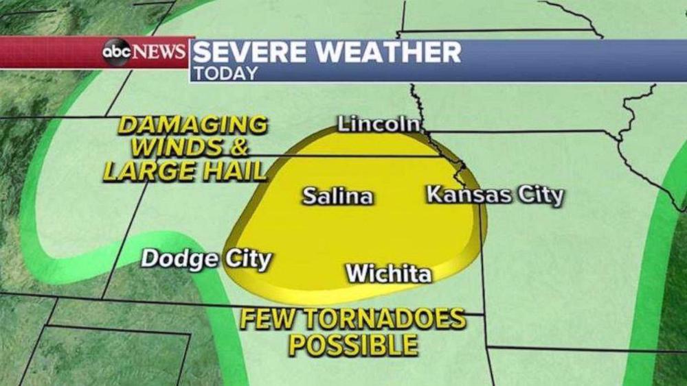 Severe weather moving through Central and South US