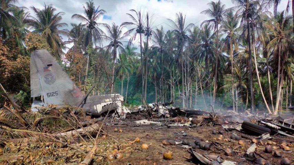 Philippine military plane crashes in flames, killing at least 45
