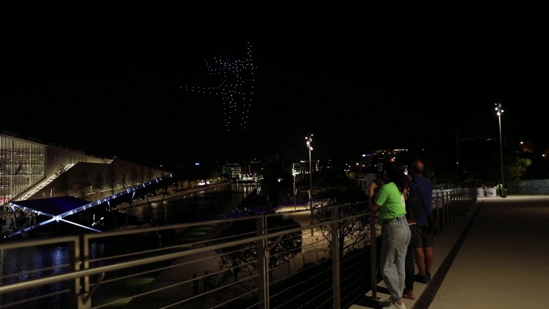 Drones light up the night sky over Athens in dazzling show