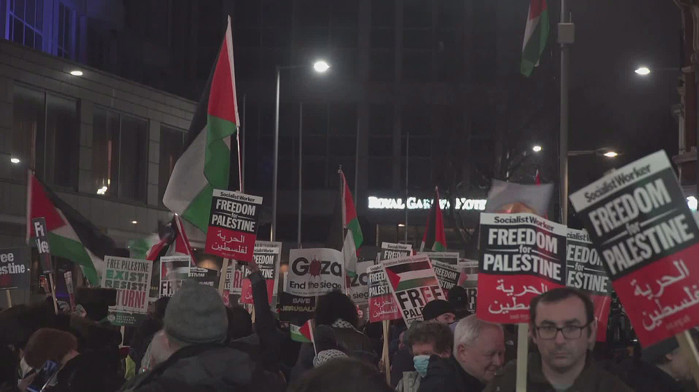 Protesters gather in London to condemn Israel's ethnic cleansing of Palestinians 