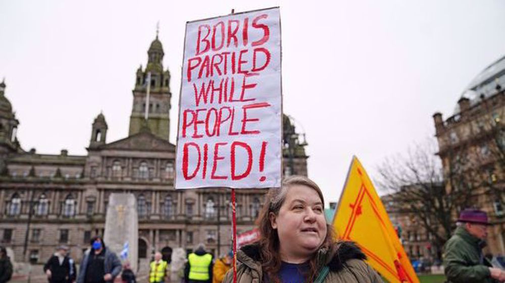 Glasgow pro-independence protesters PM Johnson to resign amid partygate scandal