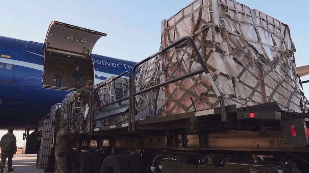 US airmen load military equipment bound for Ukraine