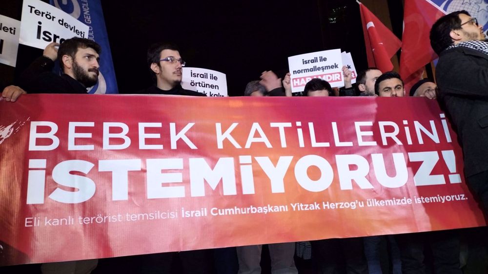 Turkish protesters march on Israel embassy, rap Herzog’s planned visit