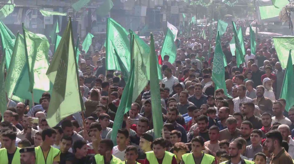Palestinians slam Israeli atrocities in al-Quds in Gaza protest 