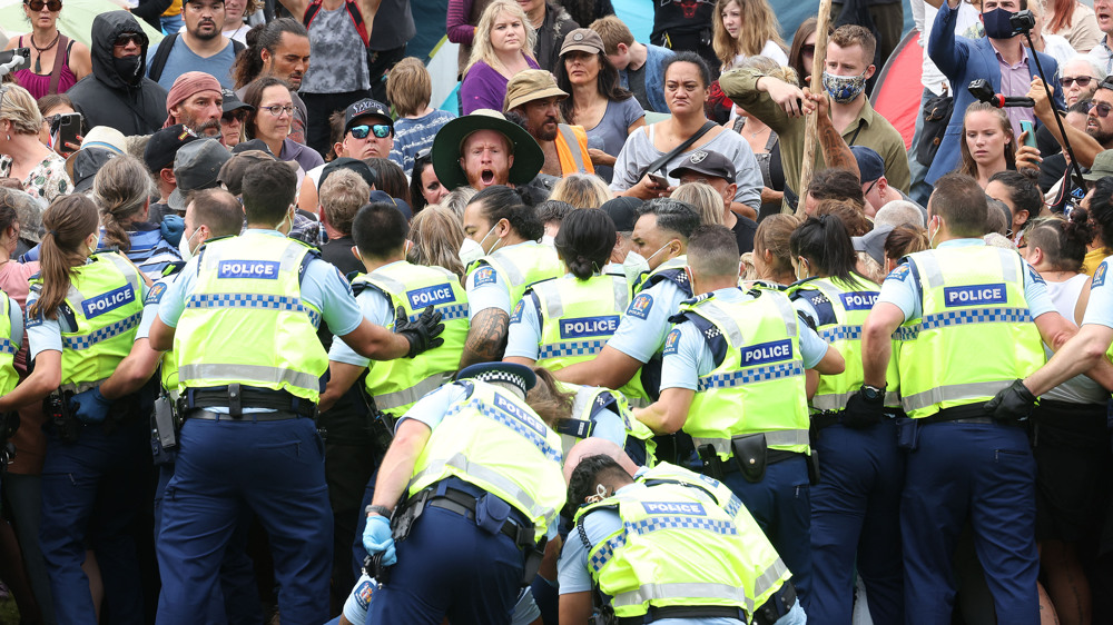 New Zealand police attack 'unprecedented' sit-in on parliament grounds 