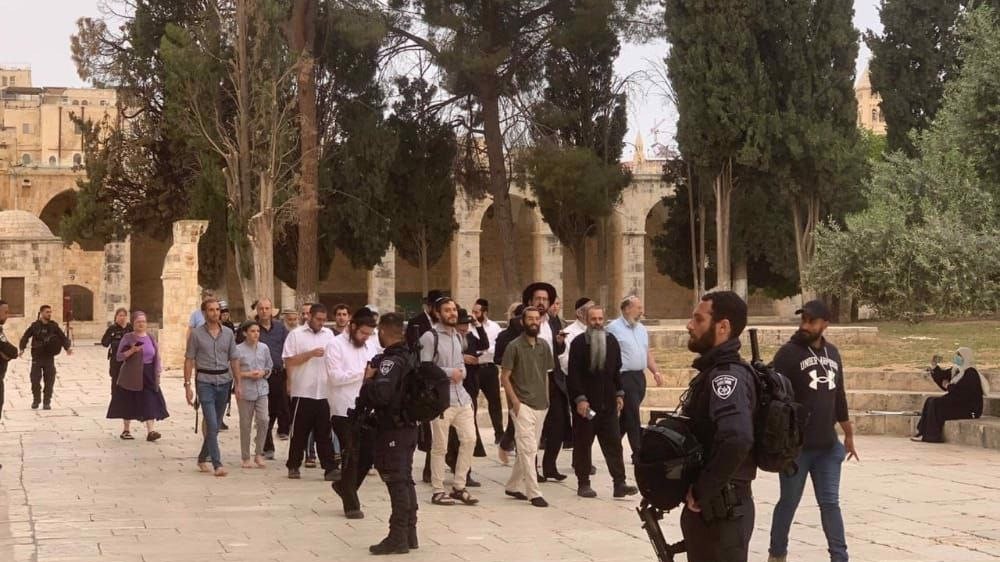 Dozens of Israeli settlers storm Aqsa Mosque as Palestinians mark 74th anniversary of Nakba Day