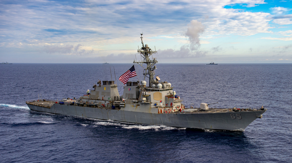 US navy ship sails near disputed South China Sea islands		