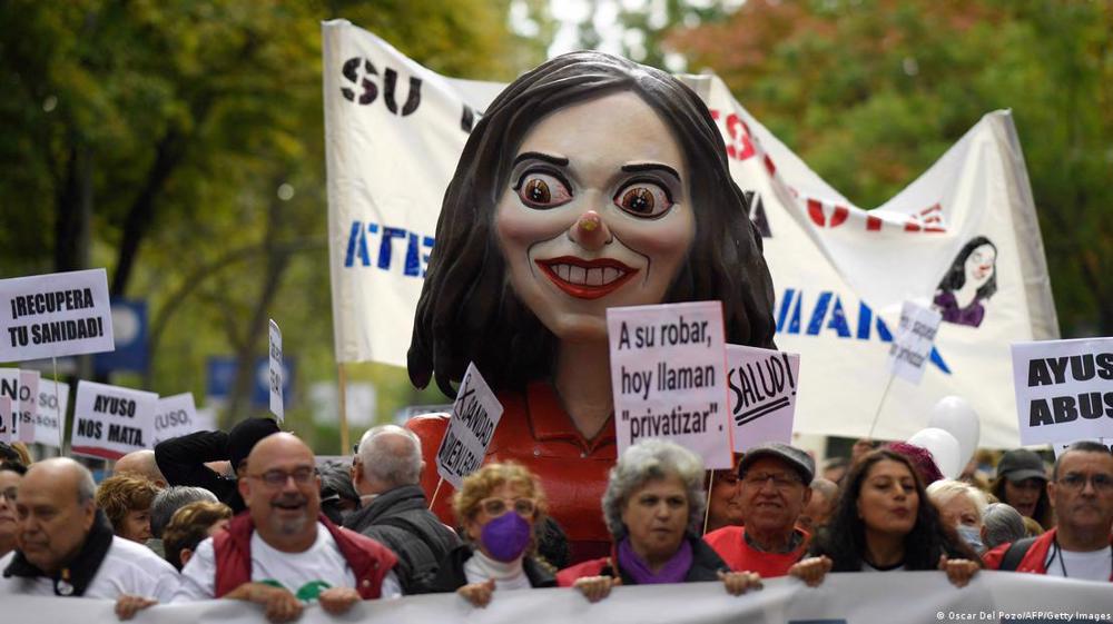 Spanish protesters blast govt.'s public health policy in huge Madrid rally