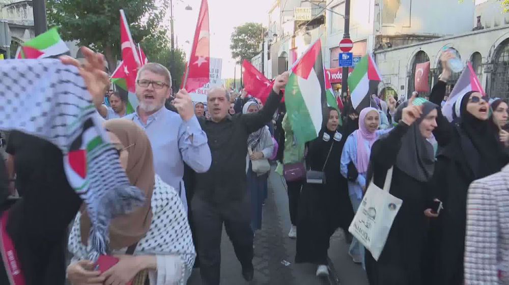 Hundreds march in Istanbul in support of Palestinians in Gaza
