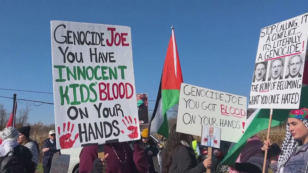 Pro-Palestinian demonstrators gather near Biden's Delaware home
