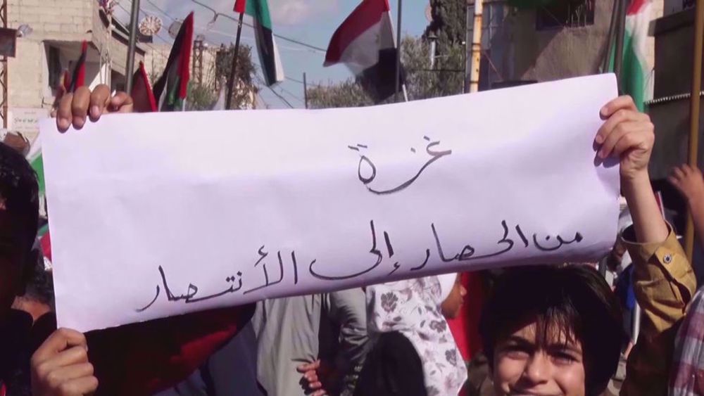 Manifestation pro-palestinienne organisée à Damas