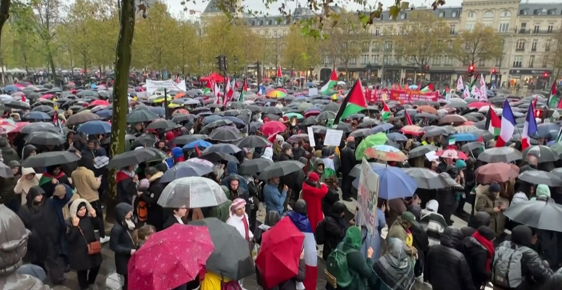 Thousands join Paris march in support of Palestinians
