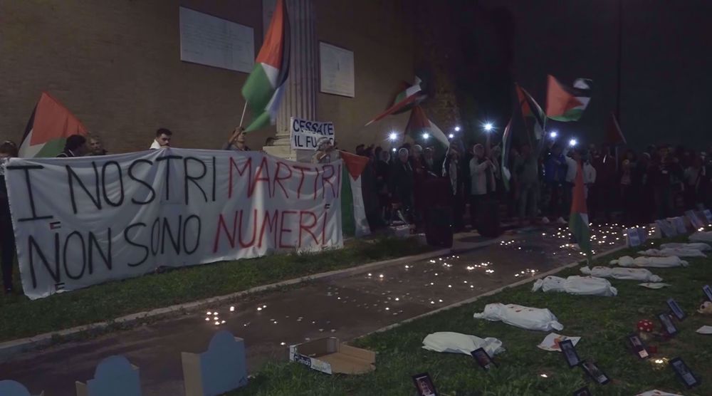 Sit-in to commemorate slaughtered Gaza children held in Rome