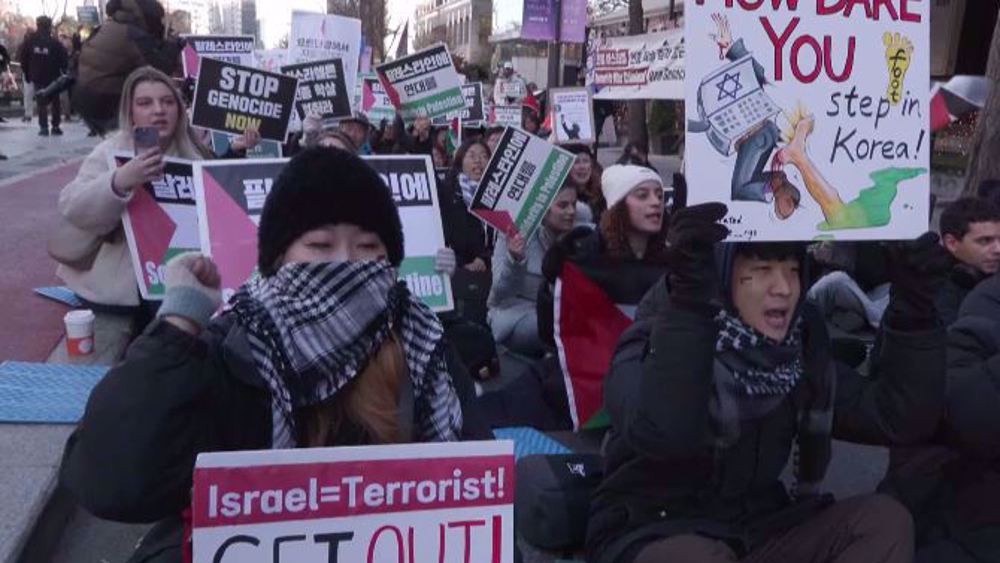 Palestine supporters in Seoul march for peace