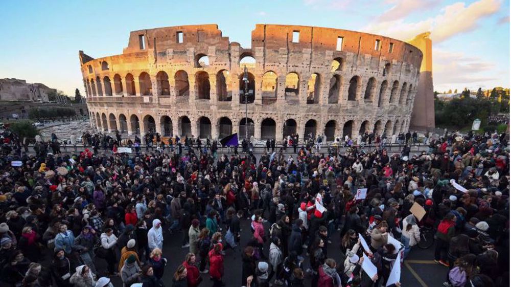 Tens of thousands protest in Italy to condemn violence against women