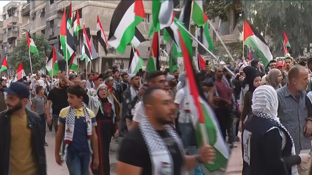 Damas: manifestation dans le camp de réfugiés de Yarmouk en soutien à Gaza