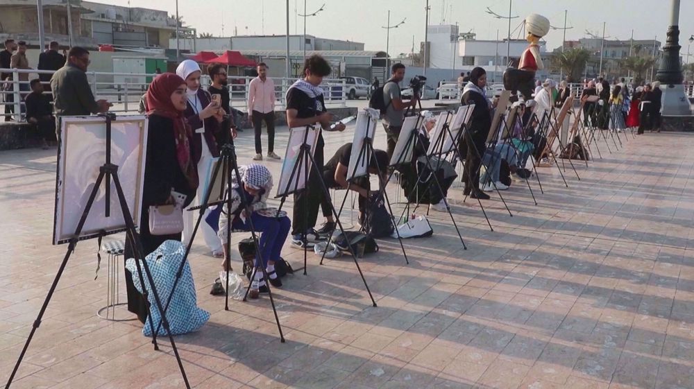 Iraqi artists in Basra express solidarity with Palestinians