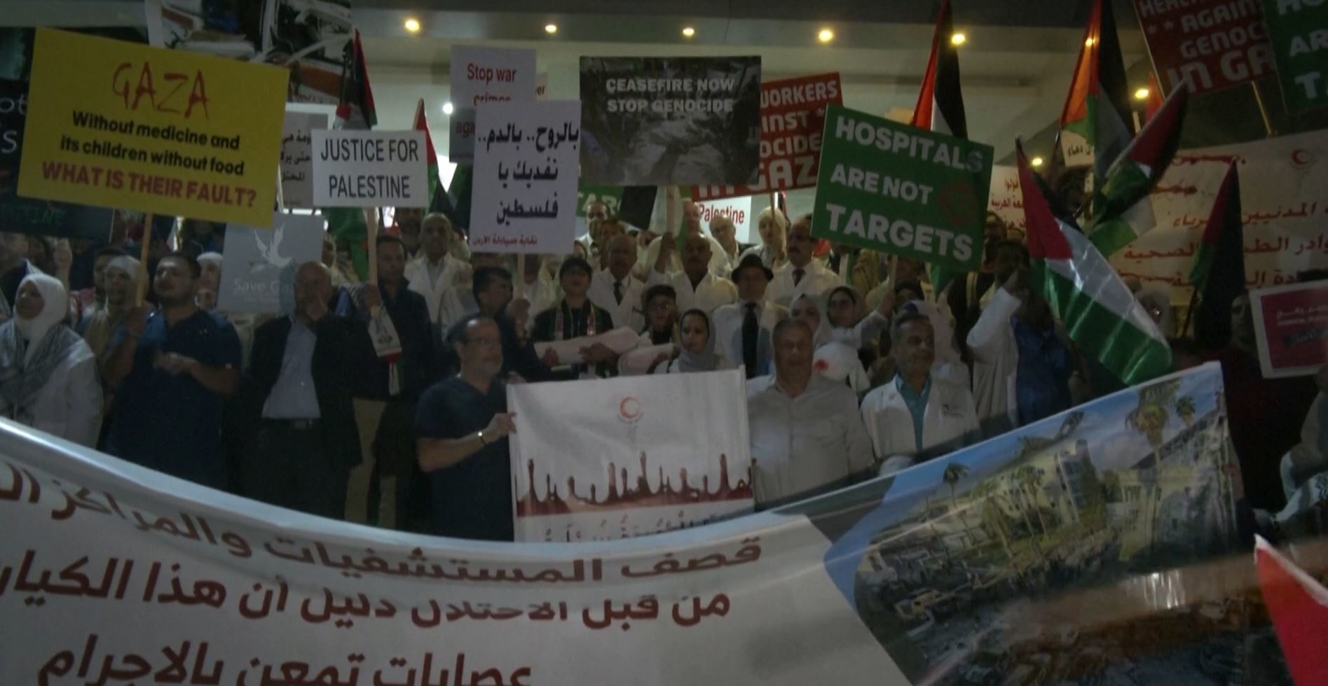 Hundreds of health workers rally in Amman in solidarity with Gaza