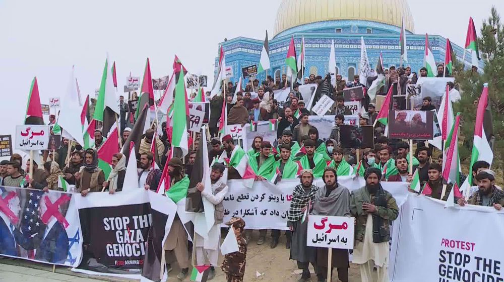 Afghans gather in Kabul to express solidarity with Palestine