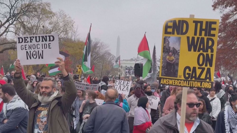US protesters rally outside White House in support of Palestinians in Gaza