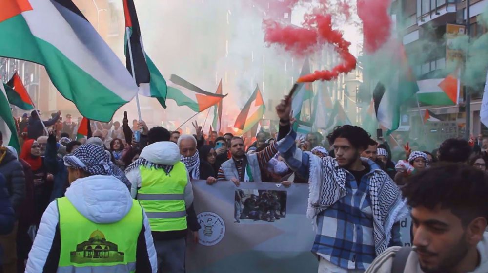 Hundreds of protesters march in Milan in support of Palestine