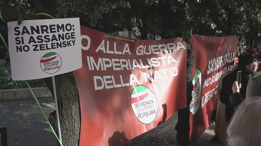 Protests held across Italy against state television's decision to host Zelensky