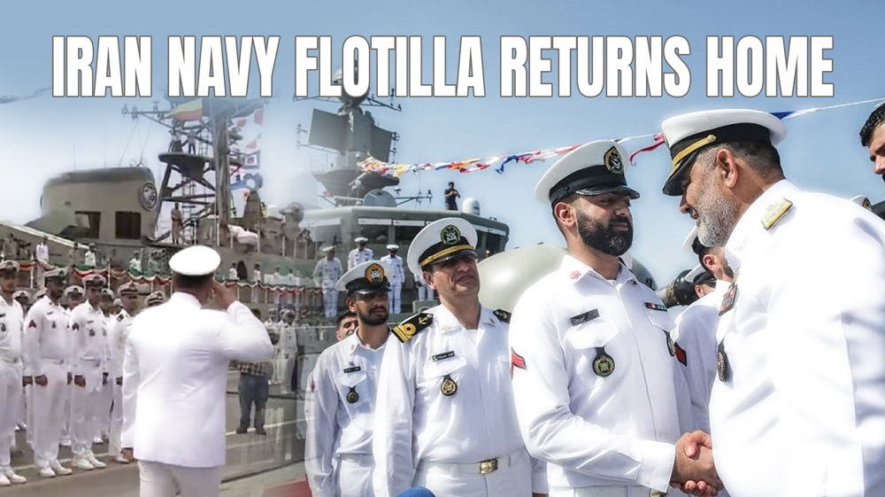 Iran navy flotilla returns home