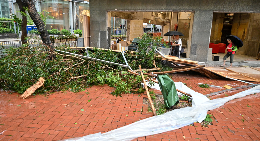 Typhoon pummels southern China after uprooting trees in Hong Kong