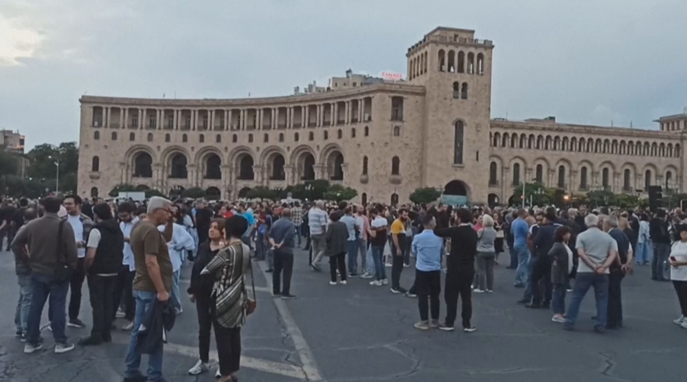 Armenians take part in anti-government protest in central Yerevan
