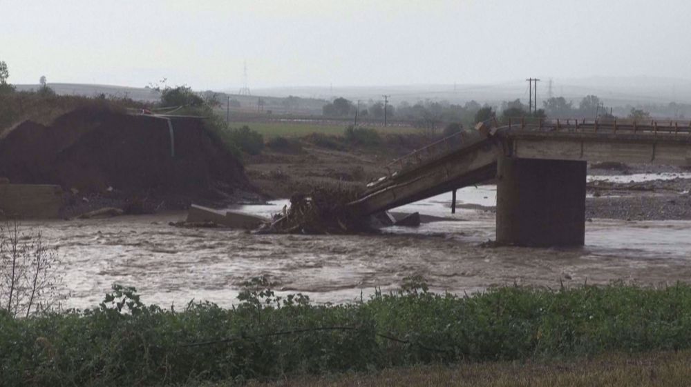 Bridge collapses in central Greece after torrential rains