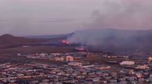 Drone footage shows molten lava burning houses in Iceland