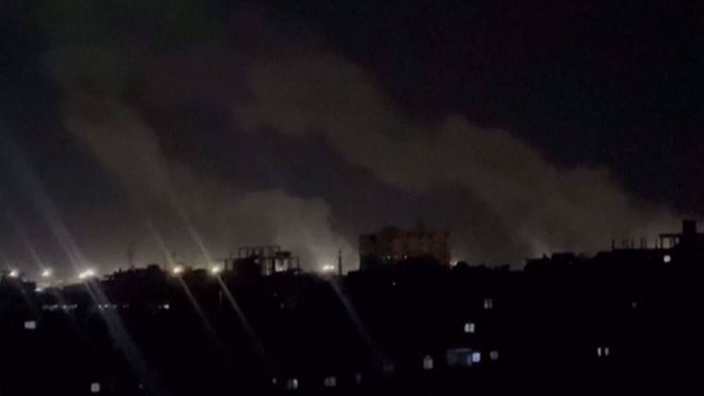Smoke rises in Rafah following Israeli strikes