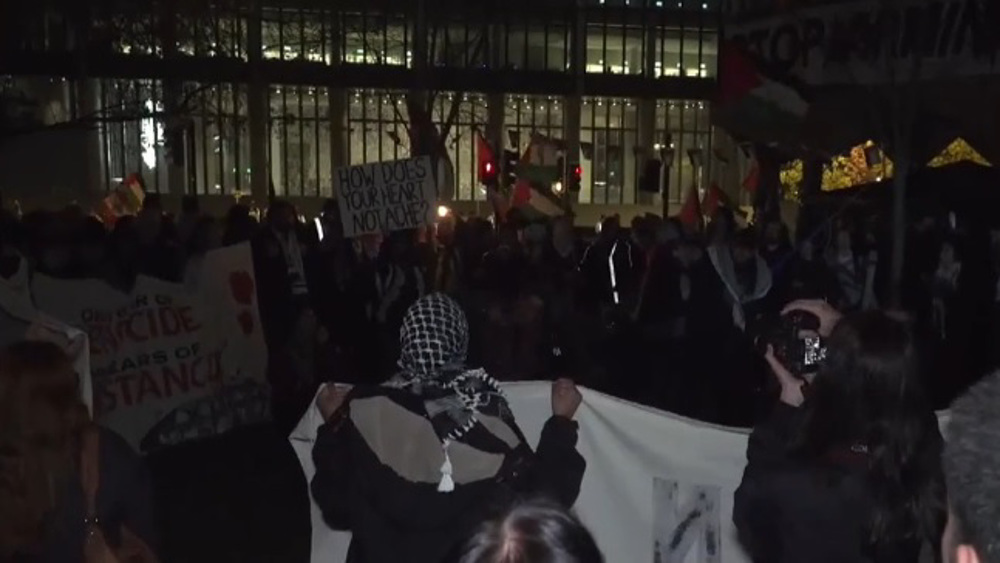 Protesters outside US embassy in London slam America govt. complicity in Gaza genocide